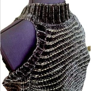 Adam Levine Dark Metallic Cold Shoulder Sweater